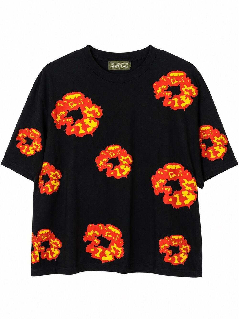 Denim Tears Style Graphic T-Shirt Men’s XL Black All Over Print Streetwear Tee